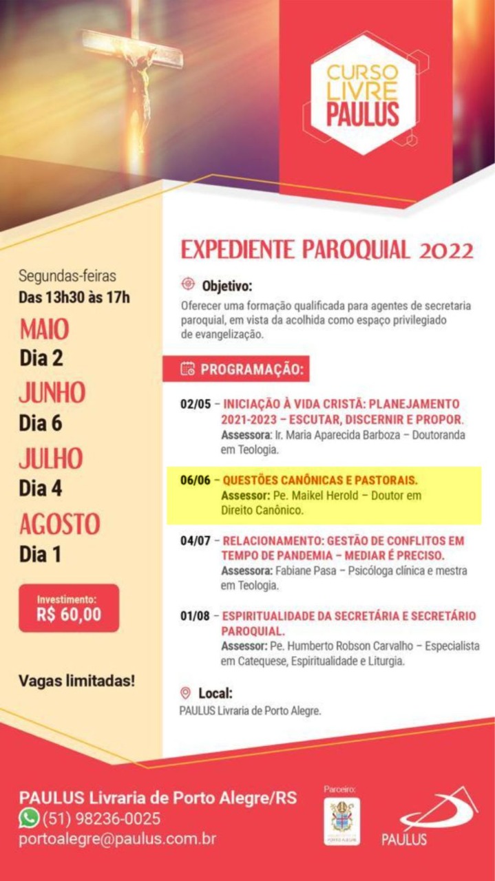 Curso Expediente Paroquial tem segundo encontro no dia 06 de junho