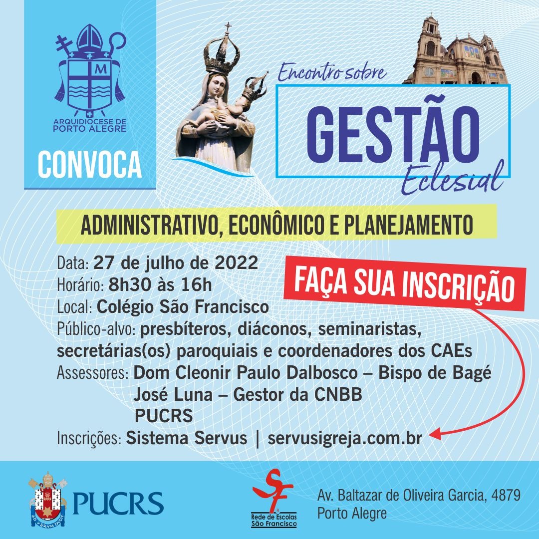 Encontro arquidiocesano sobre Gestão Eclesial será realizado no dia 27 em Porto Alegre