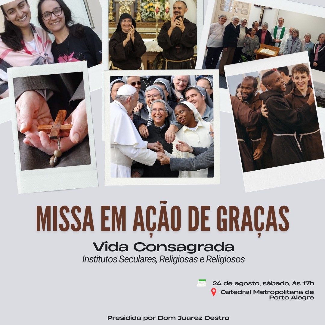 Missa em ação de graças pela Vida Consagrada será celebrada no dia 24