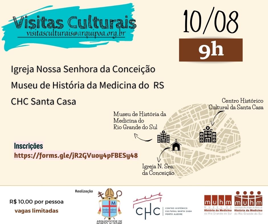 Visitas Culturais  será realizada no dia 10 de agosto