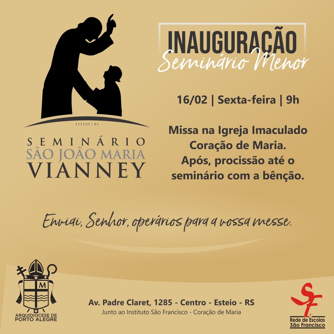 Seminário São João Maria Vianney será inaugurado nesta sexta-feira (16)